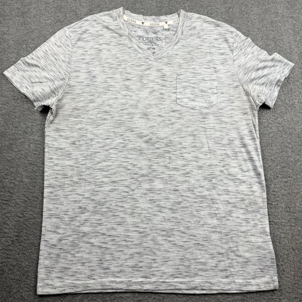 Guess Women's V-Neck Space Dye Pocket T-Shirt Gray‎ Size M Medium X32P13K28D0